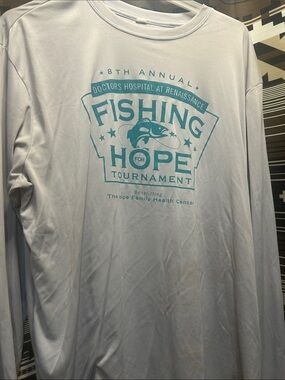 Fishing for Hope Long Sleeve Shirt - White/Teal